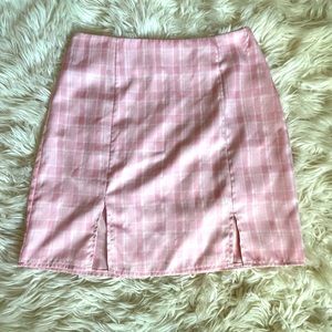Highl rise mini plaid pink skirt